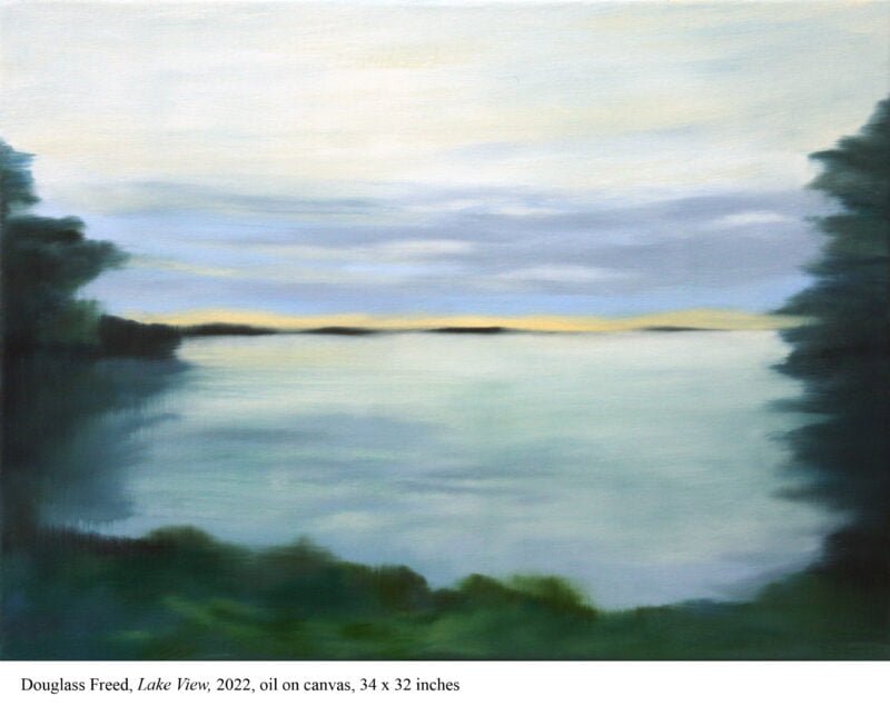 Douglass Freed, Lake View, 2022, oil on canvas, 34 x 32 inches