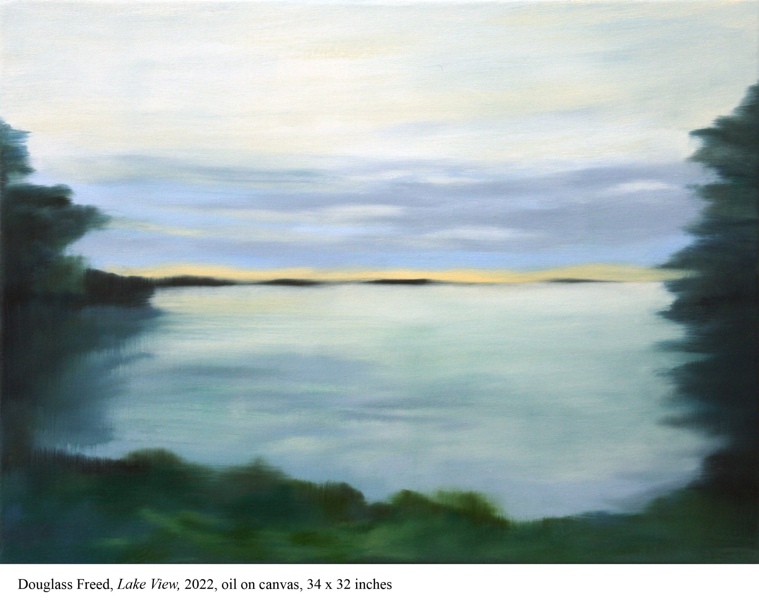 Douglass Freed, Lake View, 2022, oil on canvas, 34 x 32 inches