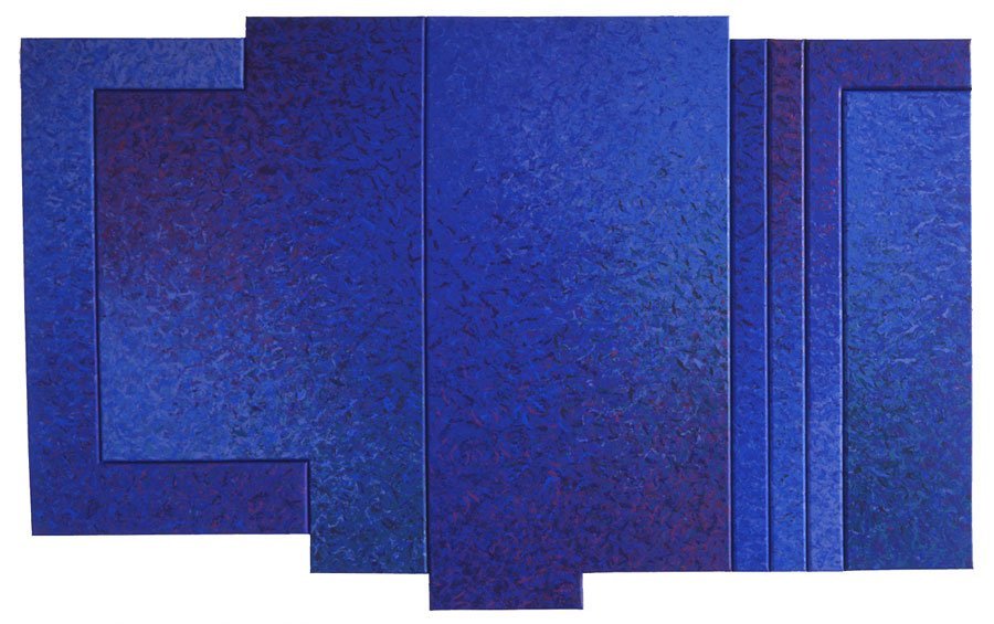 Seven Panel C Structure in Blues, oil on canvas, 61" x 96", 1991