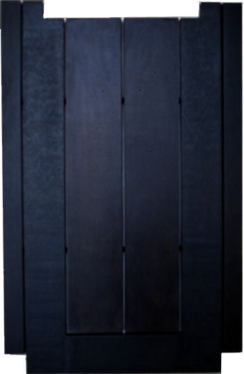 Five Panel Vertical Steel Structure, gun blue'd steel, 57.5" x 38" x 1.75", 1992, Private Collection