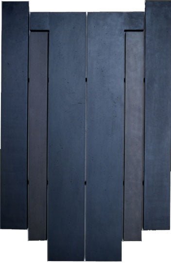 Six Panel Vertical Steel Structure, gun blue'd steel, 57.5" x 37.5" x 1.75", 1992, Collection of Daum Museum of Contemporary Art