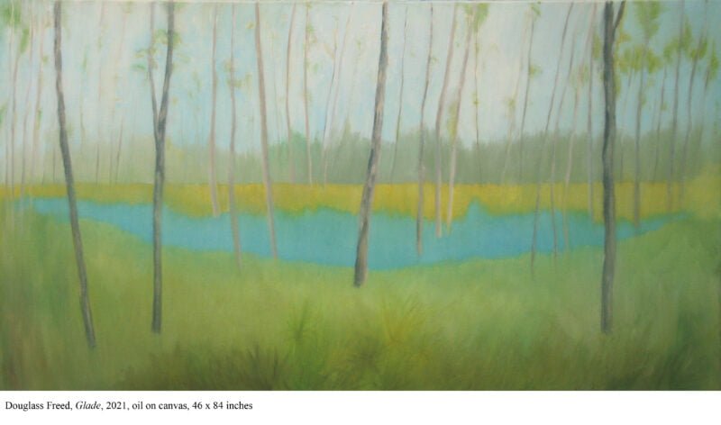 Douglass Freed, Glade, 2021, oil on canvas. 46 x 84 inches