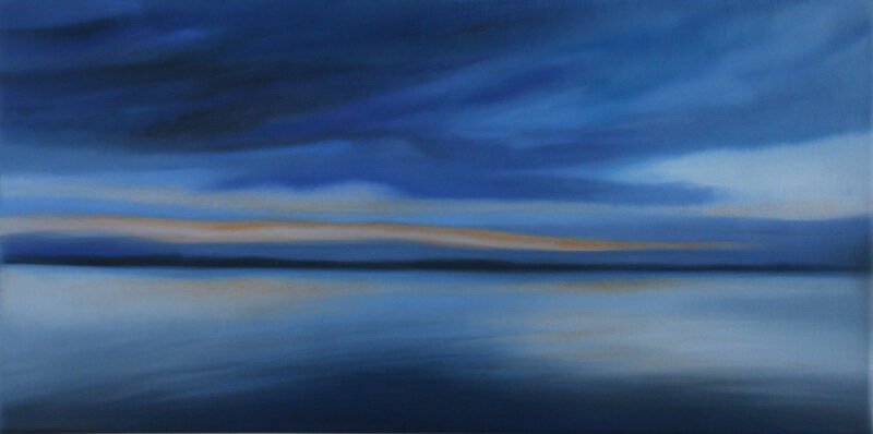 Evening, Lake, oil on canvas, 18" x 36", 2016