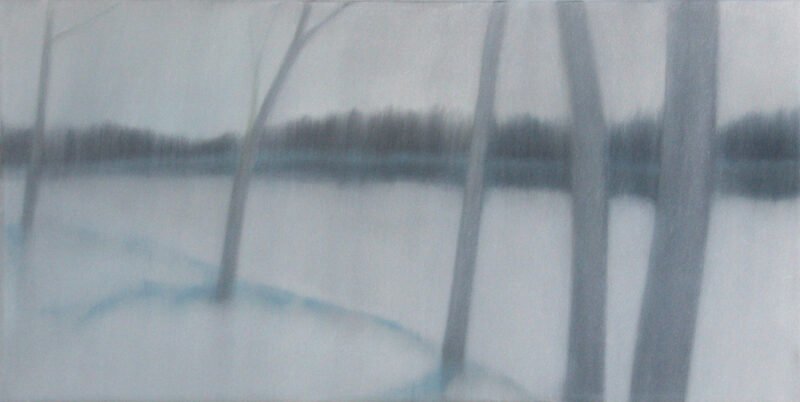 Morning Rise-Grey, oil on canvas, 18" x 36", 2015