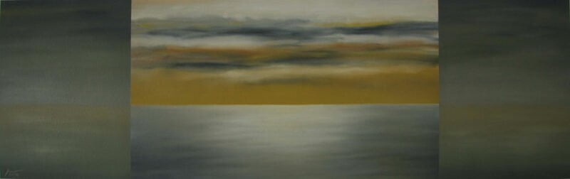 Celebrate, oil over gesso on paper, 20" x 60", 2010