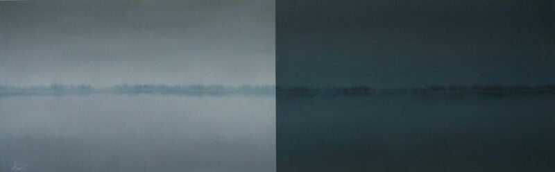 Duration, oil over gesso on paper, 20" x 60", 2010
