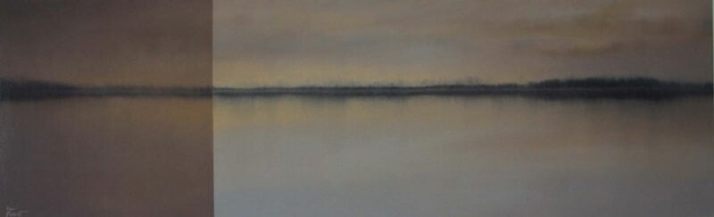 Suspended, oil over gesso on paper, 20" x 60", 2009
