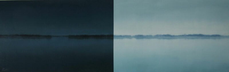 While, oil over gesso on paper, 20" x 60", 2010