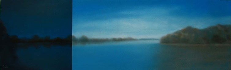 Genuine, oil over gesso on paper, 20" x 60", 2010